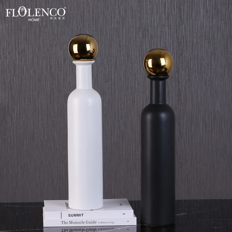 Home Living Room Decoration Item Simple Tall White Black Ceramic Vase Bottle With Stoppers
Home Living Room Decoration Item Simple Tall White Black Ceramic Vase Bottle With Stoppers