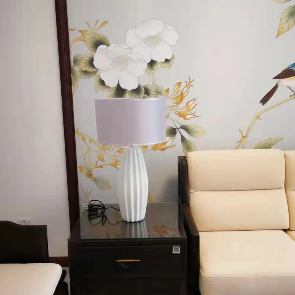 Big size Vintage antique Style Chinese Nordic ceramic bedside light table lamp