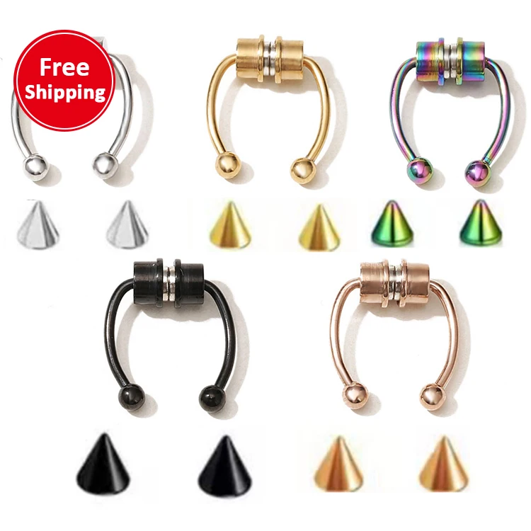 2021 stainless steel magnet face nose ring horseshoe ring non-perforated nose nail, Optional
2021 stainless steel magnet face nose ring horseshoe ring non-perforated nose nail, Optional