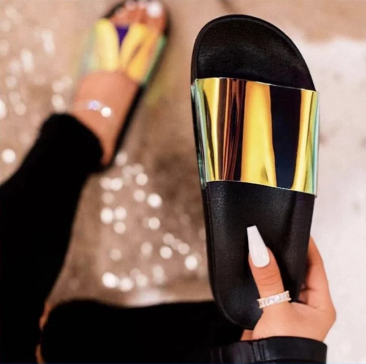 Women Slippers Summer Transparent Plastic Holographic Beach Slippers Flat Shoes Sandals Ladies US Europe Big Size Wholesale Ins, 3 colors
Women Slippers Summer Transparent Plastic Holographic Beach Slippers Flat Shoes Sandals Ladies US Europe Big Size Wholesale Ins, 3 colors
