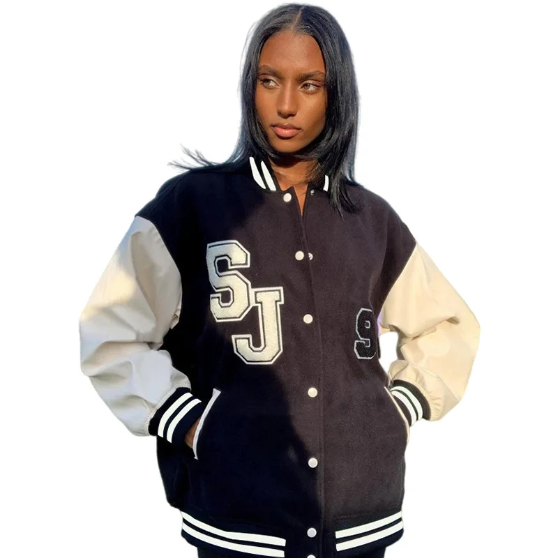 Fall Winter Hot Selling Women Casual Jacket Patchwork Letter Pattern Long Sleeve Baseball Jacket Women's Coats, Picture color
Fall Winter Hot Selling Women Casual Jacket Patchwork Letter Pattern Long Sleeve Baseball Jacket Women's Coats, Picture color