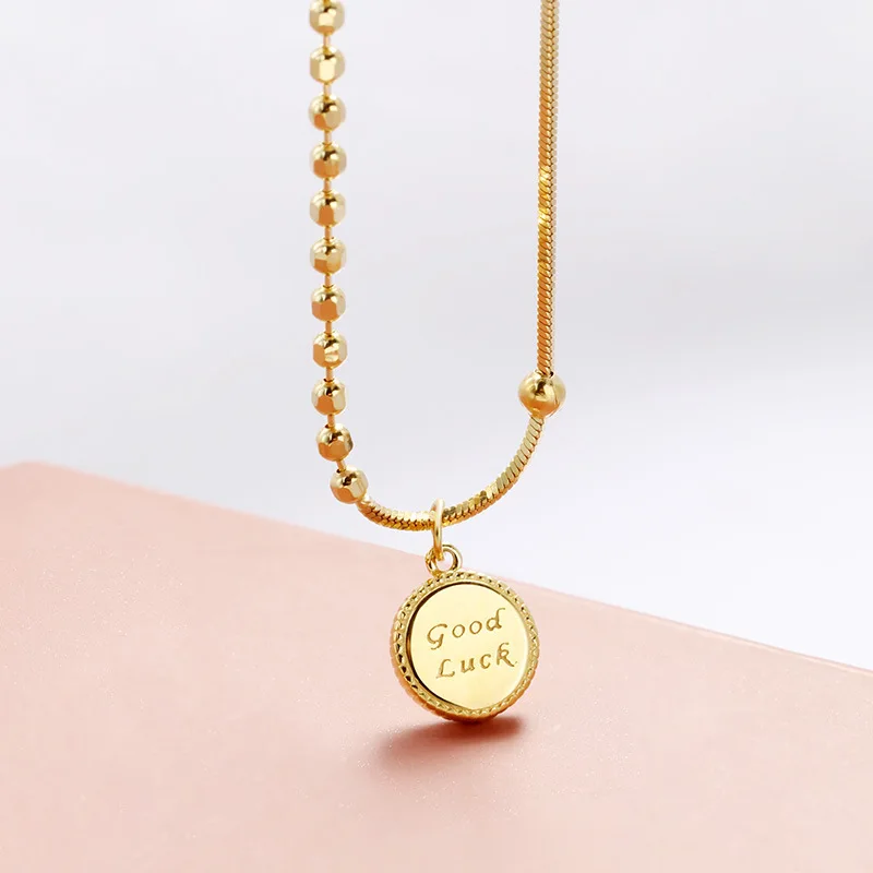 Factory Sale 925 Sterling Silver 14K Gold Good Luck Lettering Round Pendant Necklace For Ladies
Factory Sale 925 Sterling Silver 14K Gold Good Luck Lettering Round Pendant Necklace For Ladies