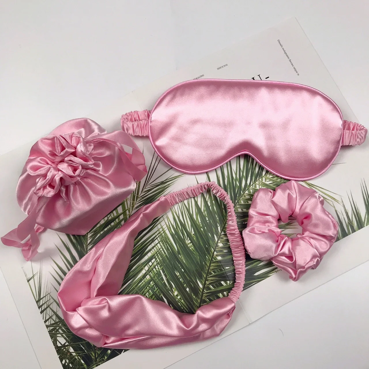 Dark Pink Travel Faux Silk Satin Eye Sleep Mask With Head Band Gift bag And Hair Scrunchies For Woman, 128 existing colors or pantone color
Dark Pink Travel Faux Silk Satin Eye Sleep Mask With Head Band Gift bag And Hair Scrunchies For Woman, 128 existing colors or pantone color