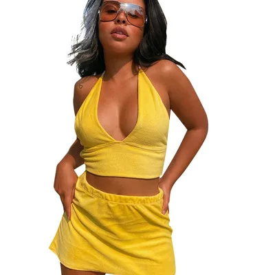2021 Hot Sale Good Material Fashionable Halter Summer Sport Two Piece Set 2021 Women Clothing 2 Piece Skirt Set, Picture color
2021 Hot Sale Good Material Fashionable Halter Summer Sport Two Piece Set 2021 Women Clothing 2 Piece Skirt Set, Picture color