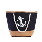 Directly Factory Summer Anchor Beach Bag Ladies Large Capacity Straw Tote Shopping Handbag With Rope