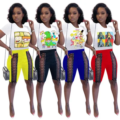 2021 New Arrivlas Women Summer Cartoon Shirt 2 Piece Short Set Ladies Colthes 2 Piece Outfit Lace-up Shorts Suit For Women
2021 New Arrivlas Women Summer Cartoon Shirt 2 Piece Short Set Ladies Colthes 2 Piece Outfit Lace-up Shorts Suit For Women