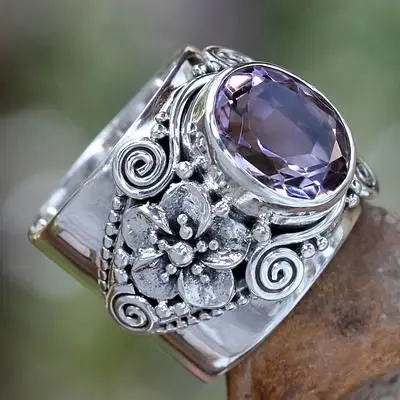 European And American Retro Personality Amethyst Flower Ring Gemstone Rings Natural Stone Jewellery
European And American Retro Personality Amethyst Flower Ring Gemstone Rings Natural Stone Jewellery