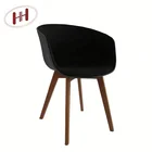 High quality Cheap home furniture indoor leisure armchair plastic back soft cushion living room chair with wooden legs