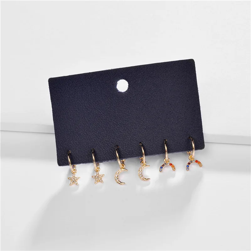 JUHU New Star Moon Earrings Rainbow Gemstone Earrings Metal Alloy Earring Set for women, Colorful
JUHU New Star Moon Earrings Rainbow Gemstone Earrings Metal Alloy Earring Set for women, Colorful