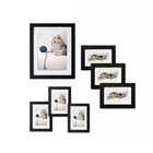 Different Types Unfinished Wooden Photo Frame On Wall