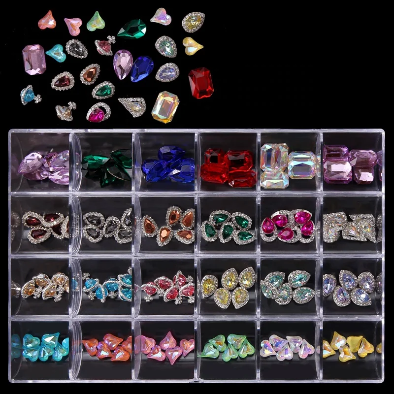 24grids*5pcs K9 High Quality Charms Nail Rhinestone BOX KIT Luxury Crystal Design Geometry Heart Butterfly DIY Nail Accessories, Crystal clear
24grids*5pcs K9 High Quality Charms Nail Rhinestone BOX KIT Luxury Crystal Design Geometry Heart Butterfly DIY Nail Accessories, Crystal clear