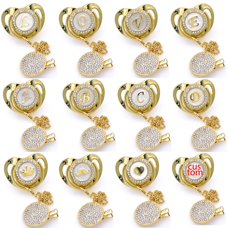Luxury Gold Latter Saying clip pacifier Custom Personalized Bling Baby Pacifier
Luxury Gold Latter Saying clip pacifier Custom Personalized Bling Baby Pacifier