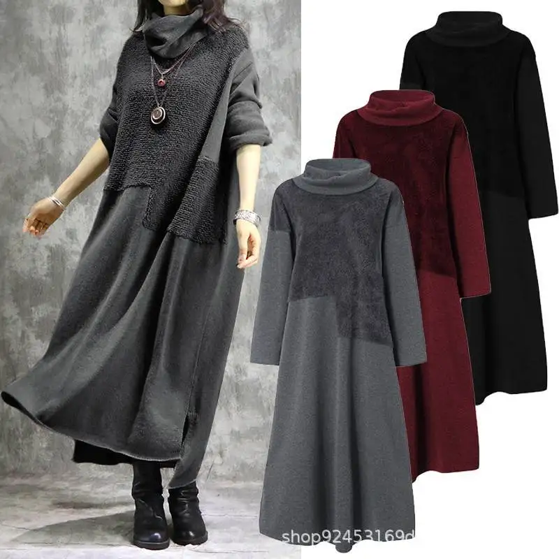 New Fashion Muslim Long Casual Sleeve Dress Solid Color Sweater With Irregular Stitching High Collars Dress, As shown
New Fashion Muslim Long Casual Sleeve Dress Solid Color Sweater With Irregular Stitching High Collars Dress, As shown