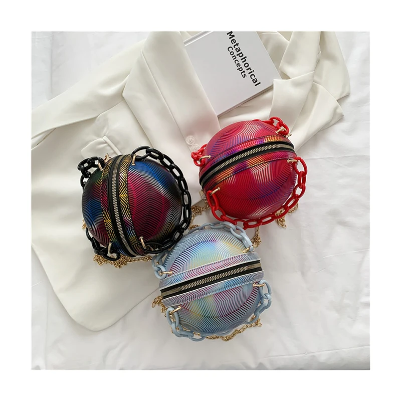 Women Basketball Bags Personality Colorful Small Round Bags Cool Laser Line Texture Handbags Acrylic Chain Crossbody Bags Bolsas
Women Basketball Bags Personality Colorful Small Round Bags Cool Laser Line Texture Handbags Acrylic Chain Crossbody Bags Bolsas