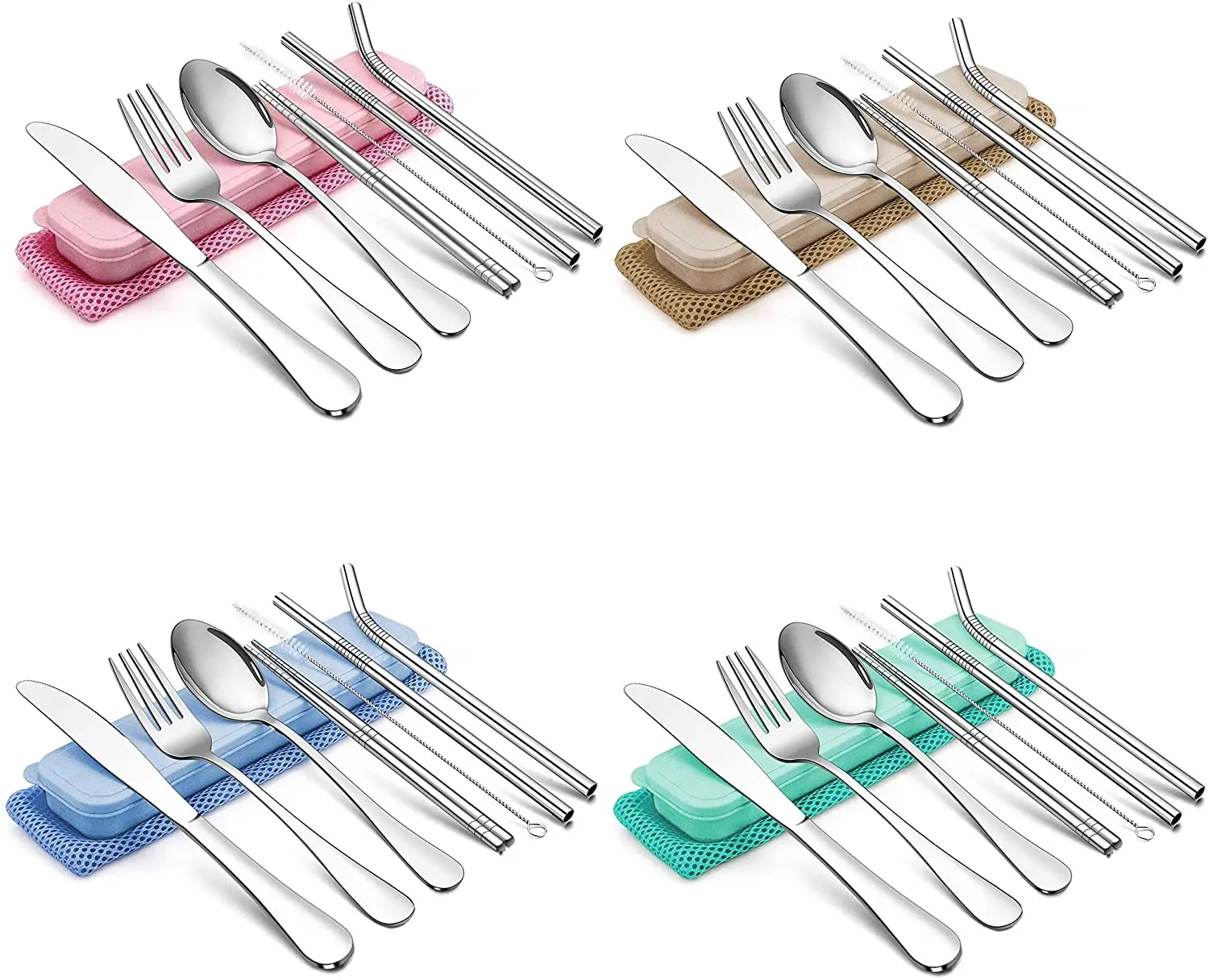 Eco-friendly Personal Tableware Outdoor Travel Reusable Portable Cutlery Set With Case, Silver
Eco-friendly Personal Tableware Outdoor Travel Reusable Portable Cutlery Set With Case, Silver