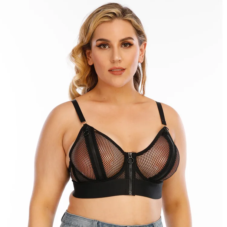 2021 new big cup bust boob breasted bra breast zipper transparent mesh plus size bra no padded lace women large size bra, Black
2021 new big cup bust boob breasted bra breast zipper transparent mesh plus size bra no padded lace women large size bra, Black