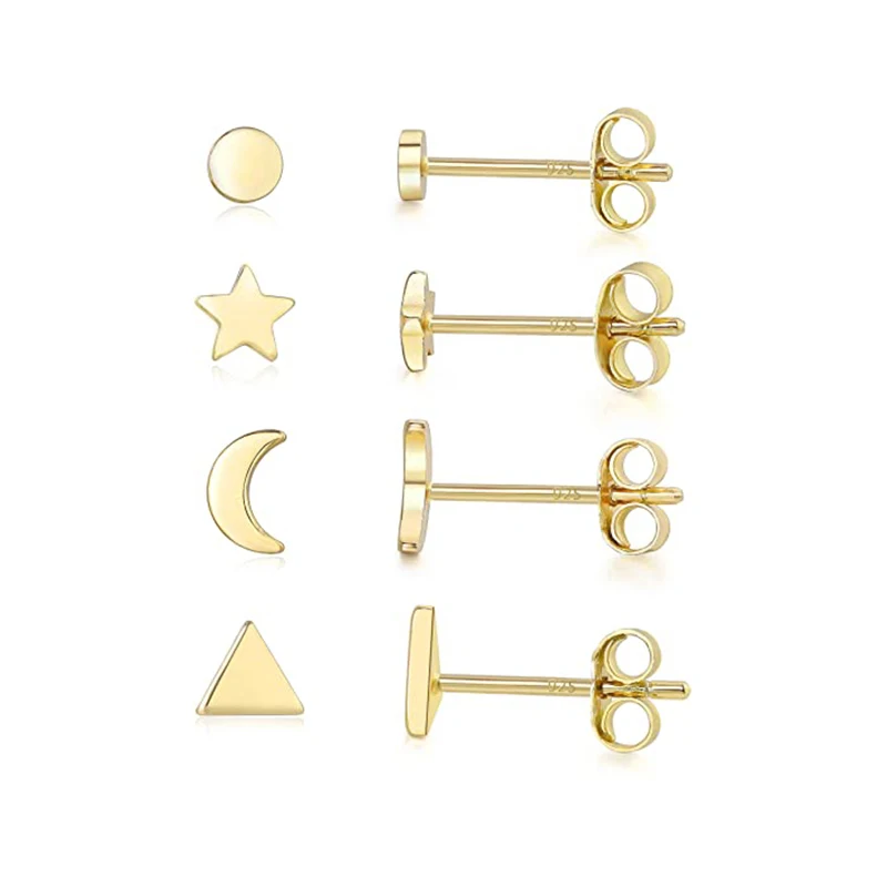 Daily wear 4pcs/set s925 sterling silver fashion ins mini geometric earrings triangle round stars moon set small earrings
Daily wear 4pcs/set s925 sterling silver fashion ins mini geometric earrings triangle round stars moon set small earrings