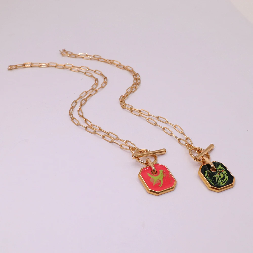 New Design hot sale Fashion jewelry for woman link chain personalized brass enamel pendant gold plated necklace Party gift
New Design hot sale Fashion jewelry for woman link chain personalized brass enamel pendant gold plated necklace Party gift
