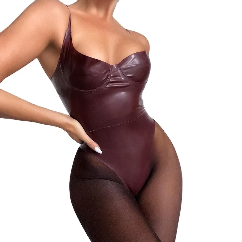 Cross border Amazon spring and summer new fashion sexy solid color PU leather strap women's Jumpsuit
Cross border Amazon spring and summer new fashion sexy solid color PU leather strap women's Jumpsuit