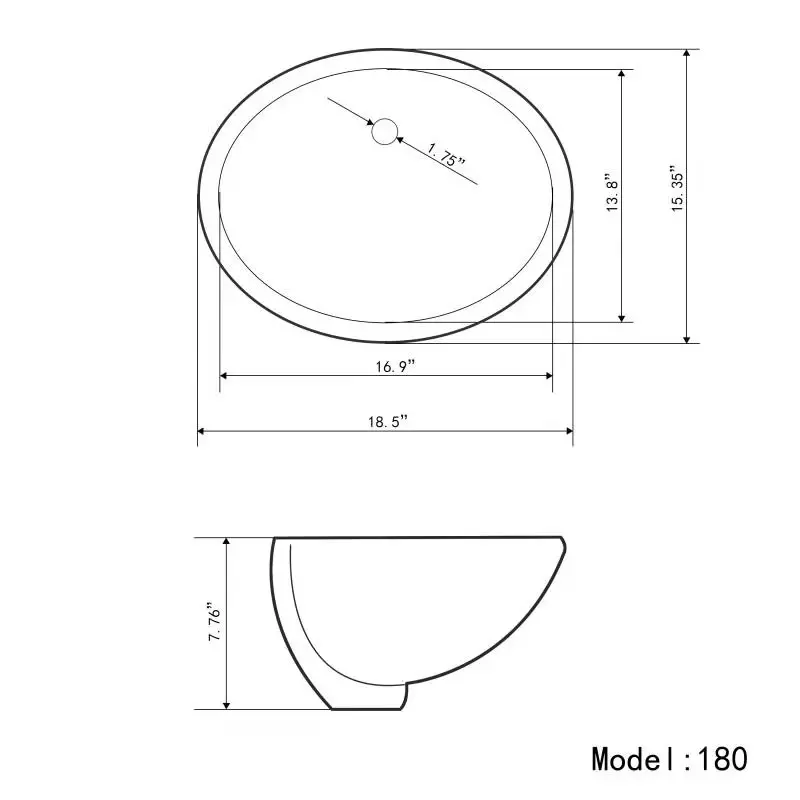 TARPUL Oval 18" Sanitary Wares White Porcelain Under Counter Wash Basin Ceramic Undermount Bathroom Sinks supplier