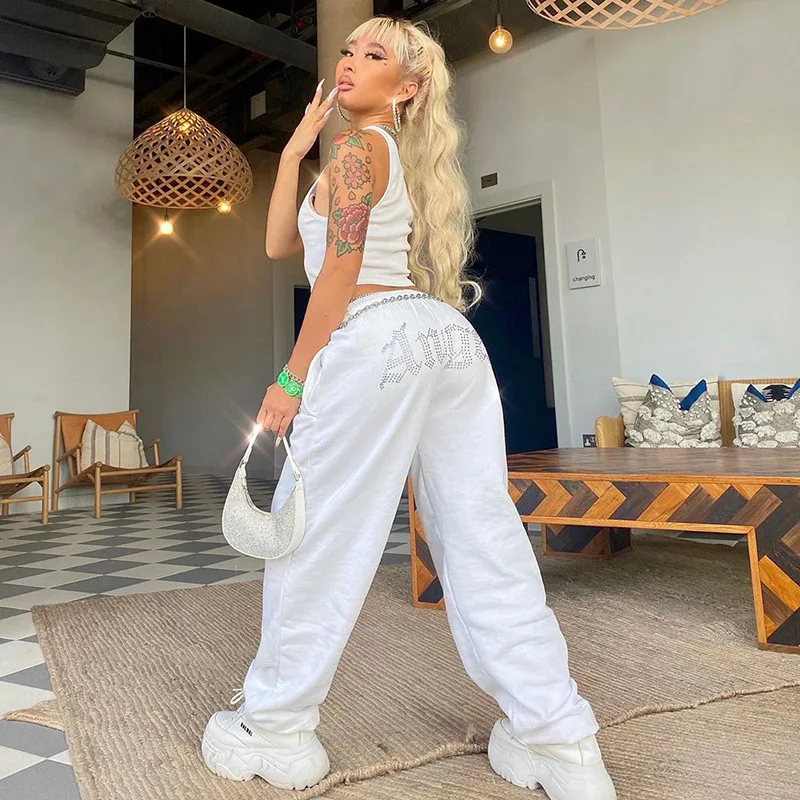23412P New model elastic waist fall streetwear trousers women pocket ladies pants breathable rhinestone casual loose sweat pants
23412P New model elastic waist fall streetwear trousers women pocket ladies pants breathable rhinestone casual loose sweat pants