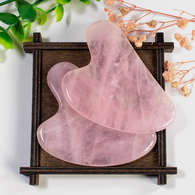 

2020 New Natural Crystal Rose Quartz Stone Body Massage Tool Jade Roller Gua Sha Scraping Facial Massage Tools