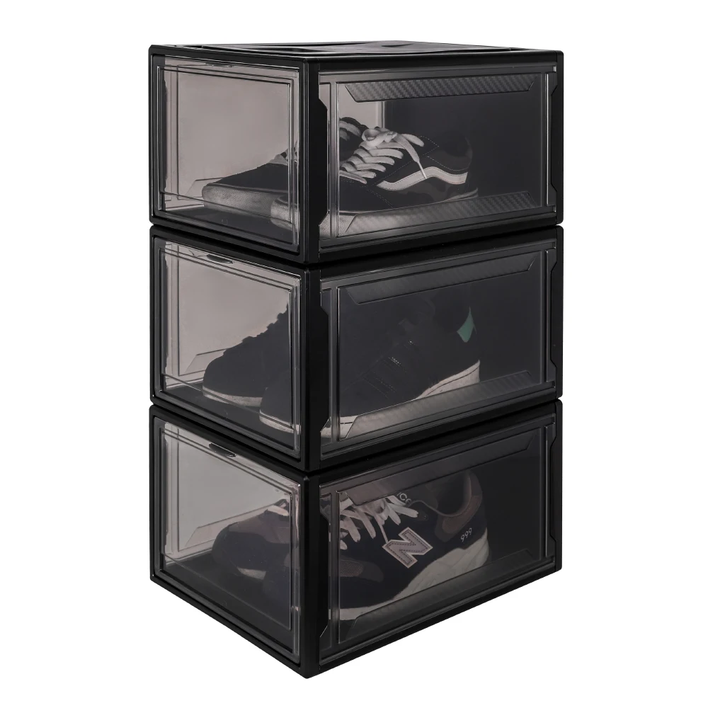 Larger size black transparent shoes storage plastic box for living room bedroom easy assemble
Larger size black transparent shoes storage plastic box for living room bedroom easy assemble
