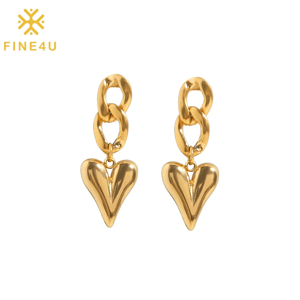 High Quality Minimalist Fashion Women Jewelry 18K Gold Plated Stainless Steel Dangle Drop Heart Earrings
High Quality Minimalist Fashion Women Jewelry 18K Gold Plated Stainless Steel Dangle Drop Heart Earrings