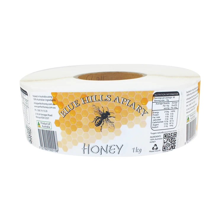 

hot sell Custom adhesive honey bottle packing label with good quality and service