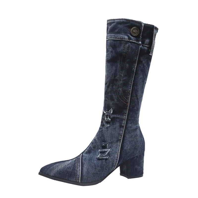2021 New Arrivals Fashion High Quality Shoes 6cm Denim Walking Style Pointed Toe Square Boots For Women
2021 New Arrivals Fashion High Quality Shoes 6cm Denim Walking Style Pointed Toe Square Boots For Women