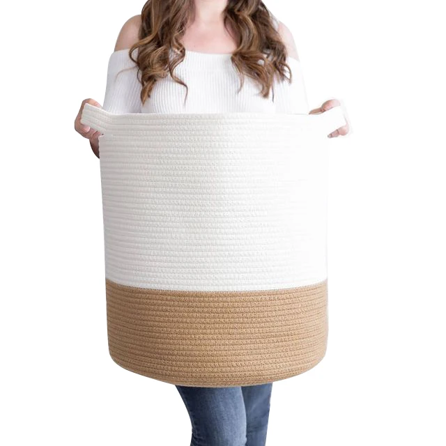 custom made 18" x 16" large size 100% cotton rope basket for living room, woven basket for blankets, toy basket, As picture
custom made 18" x 16" large size 100% cotton rope basket for living room, woven basket for blankets, toy basket, As picture