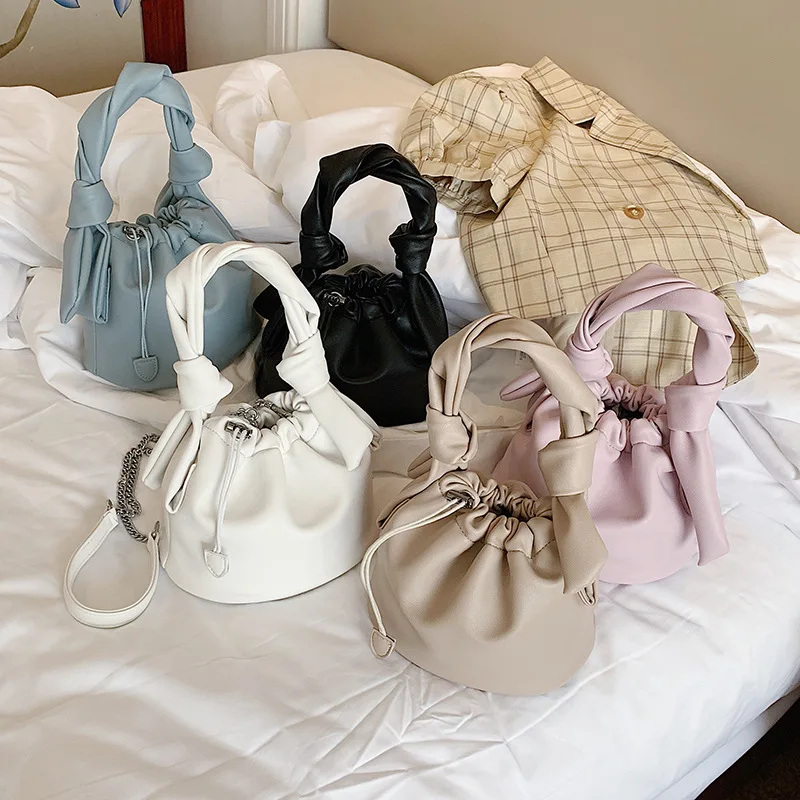 new design drawstring pleated soft women knot handle novelty round leather crossbody shoulder bag, Customizable
new design drawstring pleated soft women knot handle novelty round leather crossbody shoulder bag, Customizable