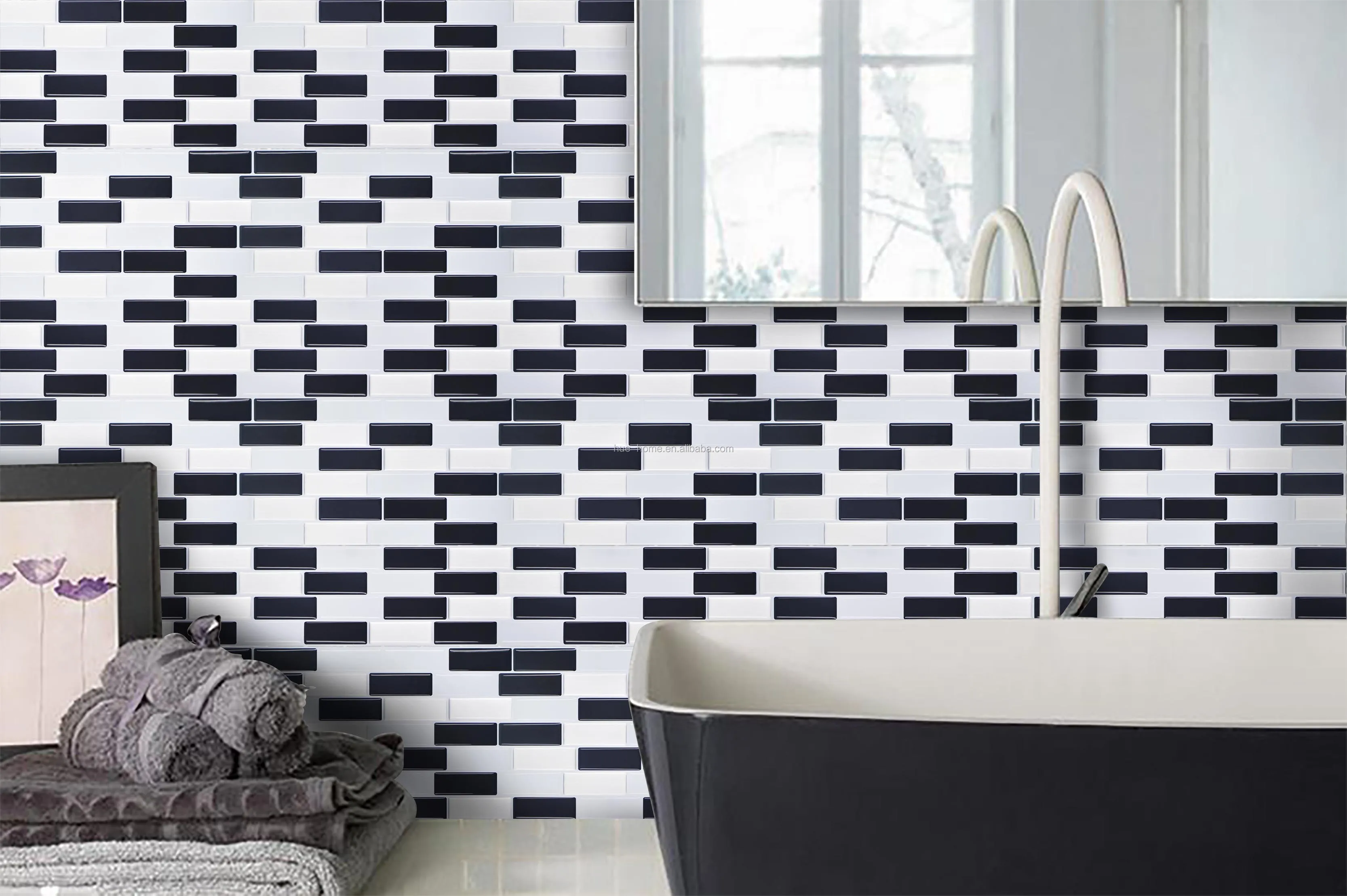 3D Self-Adhesive Wall Stickers Simulation European Geometric Tile Stickers Wall Sticker Multicolor