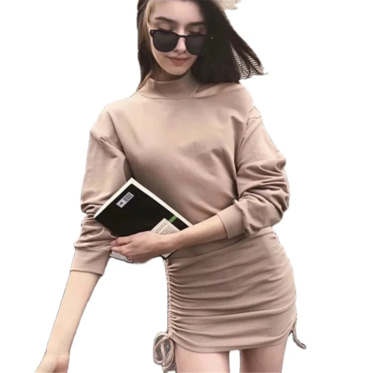 Wholesale women clothes drawstring elegant ribbed bodycon long sleeve sweatshirt dress, Picture color
Wholesale women clothes drawstring elegant ribbed bodycon long sleeve sweatshirt dress, Picture color