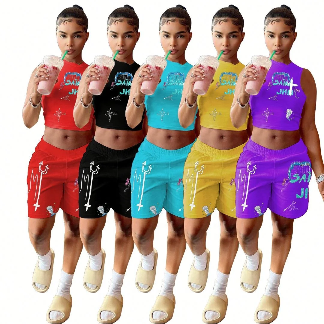 Best Design Sportswear letter printing Women's summer fashion print vest two set short sets women summer two piece short set, As picture or customized make
Best Design Sportswear letter printing Women's summer fashion print vest two set short sets women summer two piece short set, As picture or customized make
