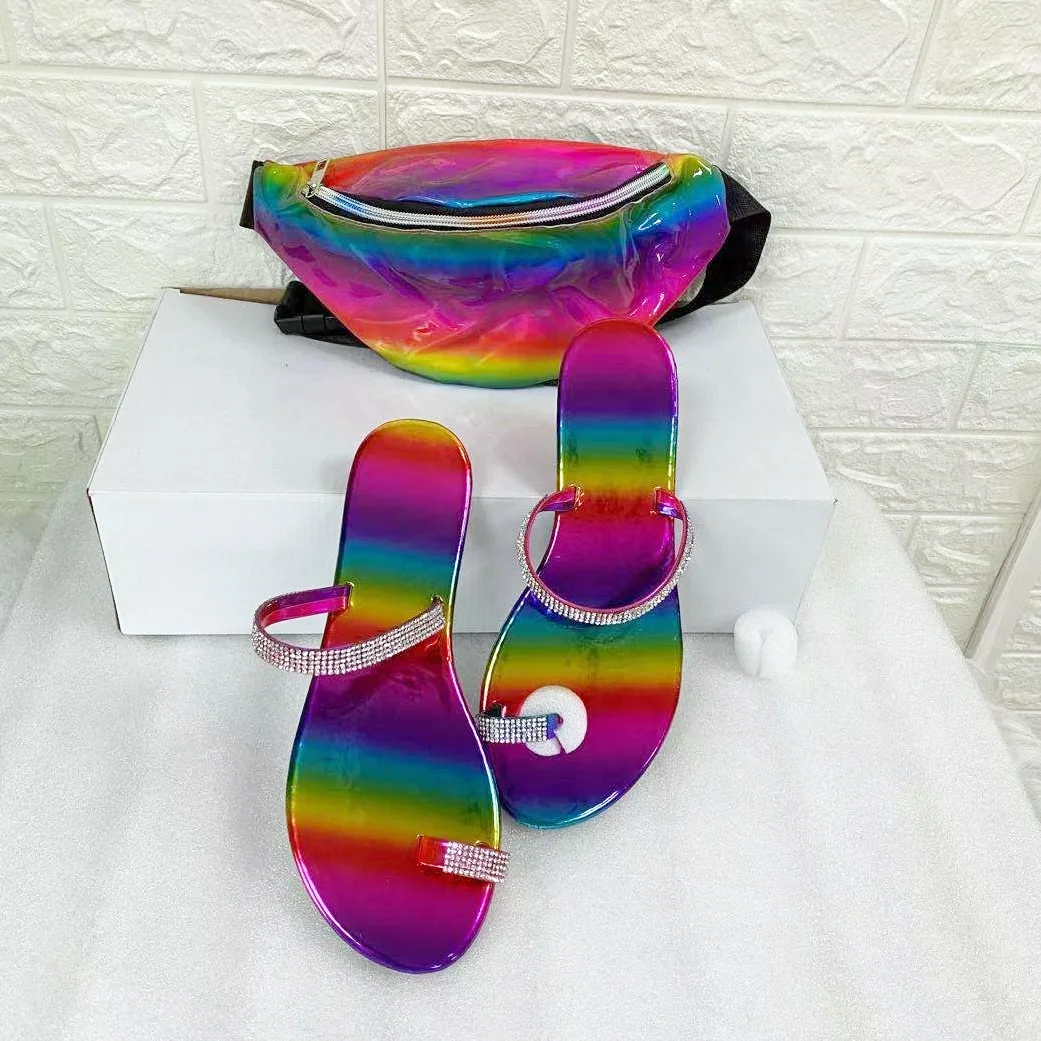 2021 EVAWANNA rainbow waist bag sandal Summer sac a main femme Beach Crossbody hand bag set slippers, Customizable
2021 EVAWANNA rainbow waist bag sandal Summer sac a main femme Beach Crossbody hand bag set slippers, Customizable