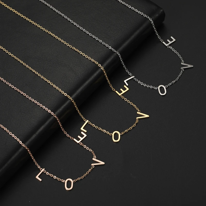 Stainless Steel Love Charm Necklace Gold Plated Love Letter Pendant Necklace Designer Women Charm Letter Love Chain Necklace
Stainless Steel Love Charm Necklace Gold Plated Love Letter Pendant Necklace Designer Women Charm Letter Love Chain Necklace