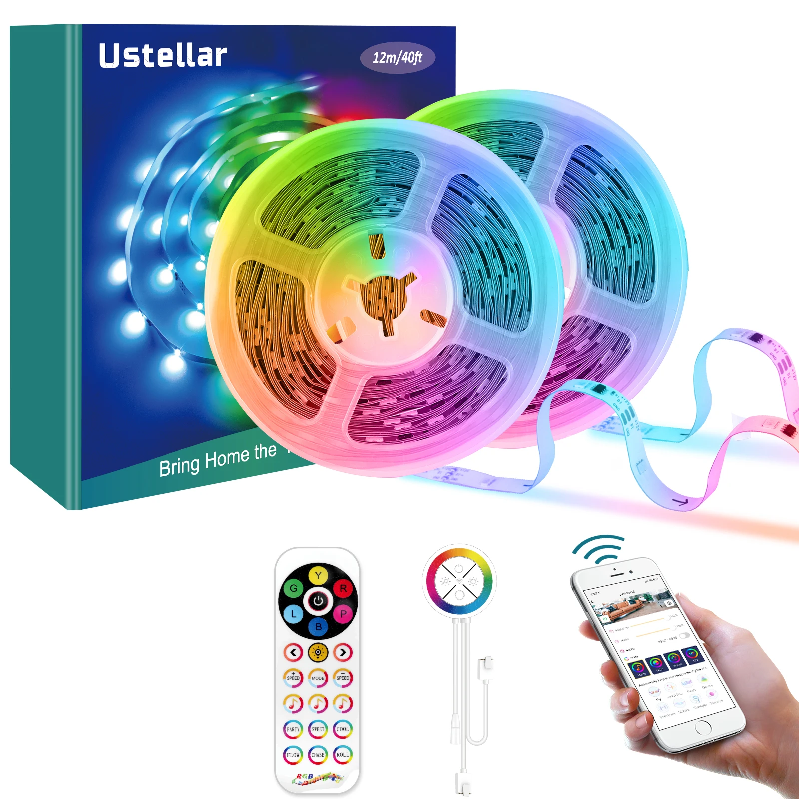 12M/40FT WiFi LED Strip Lights, Music Sync Color Changing 5050 RGB LED Light Strip for Home TV Party
12M/40FT WiFi LED Strip Lights, Music Sync Color Changing 5050 RGB LED Light Strip for Home TV Party