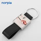 Different Types Of Bulk Sublimation Square Shape Black Leather Keychain