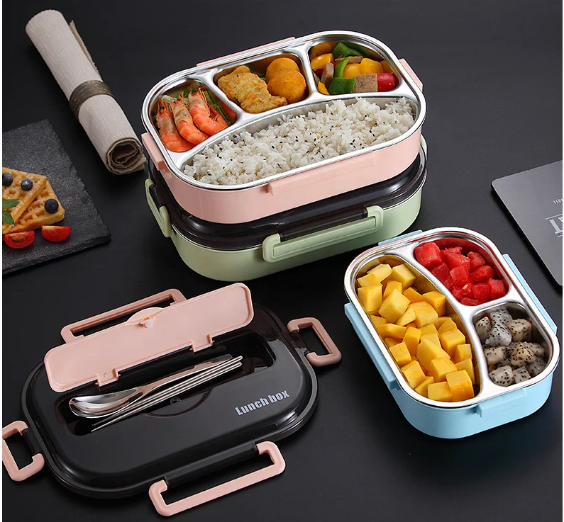 304 stainless steel single wall lunch box bento box 2 3 4 5 compartment lunch box leak proof, Blue/green/pink
304 stainless steel single wall lunch box bento box 2 3 4 5 compartment lunch box leak proof, Blue/green/pink