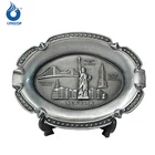 New York Souvenir Metal Plate with Statue of Liberty Manhattan Empire State Building Brooklyn Bridge