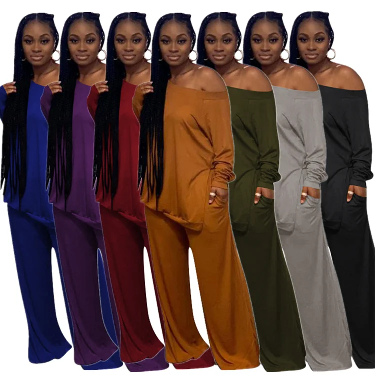 Lady Solid Color Slash shoulder Tops And Wide Leg Pants Plus Size Fall Winter Women 2 Piece Set, Picture
Lady Solid Color Slash shoulder Tops And Wide Leg Pants Plus Size Fall Winter Women 2 Piece Set, Picture