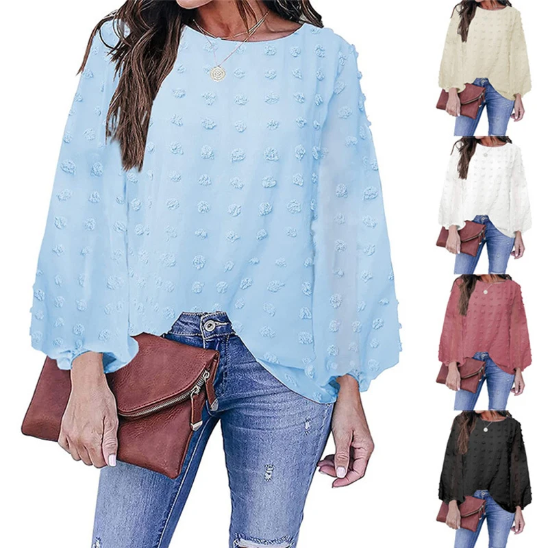 2021 New Women's Fashion T Shirt Solid Color Round Neck Casual Jacquard Loose T-shirt Woman Long Sleeve Tops, 5 colors
2021 New Women's Fashion T Shirt Solid Color Round Neck Casual Jacquard Loose T-shirt Woman Long Sleeve Tops, 5 colors