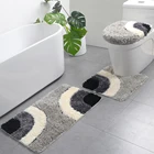 New products ready stocks modern bath toilet mats set custom 3 piece geometric bathroom rug