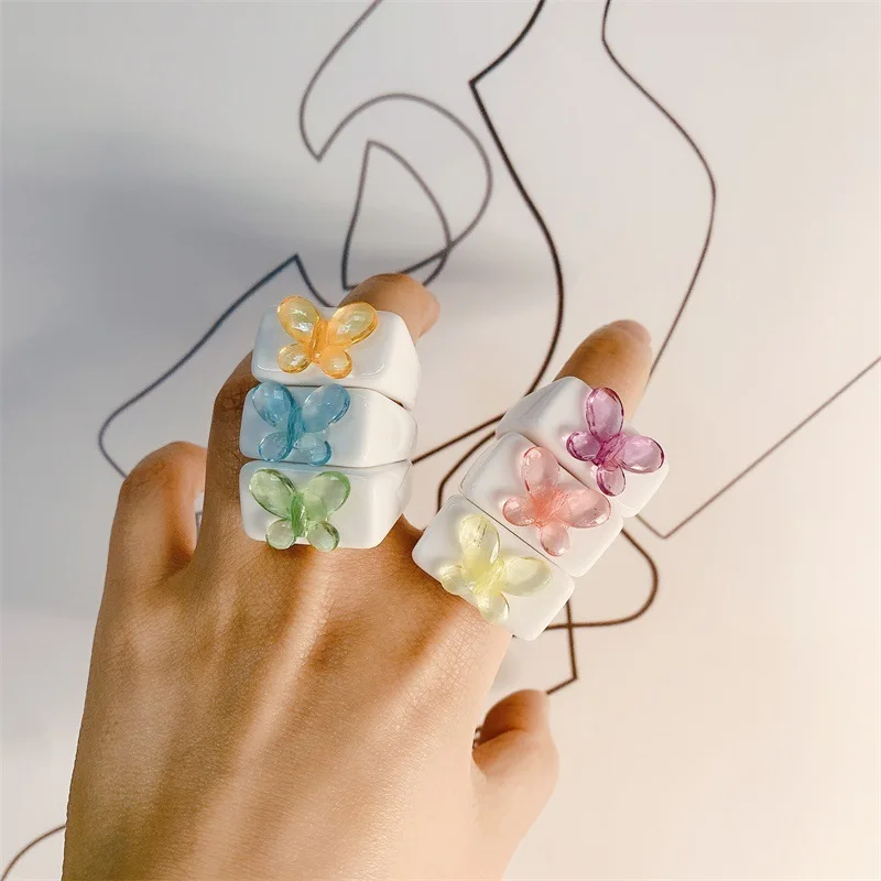 OUYE Colorful Acrylic butterfly rings jewelry women summer 2021 trendy korean cute rings For Women Girls Gift butterfly ring
OUYE Colorful Acrylic butterfly rings jewelry women summer 2021 trendy korean cute rings For Women Girls Gift butterfly ring
