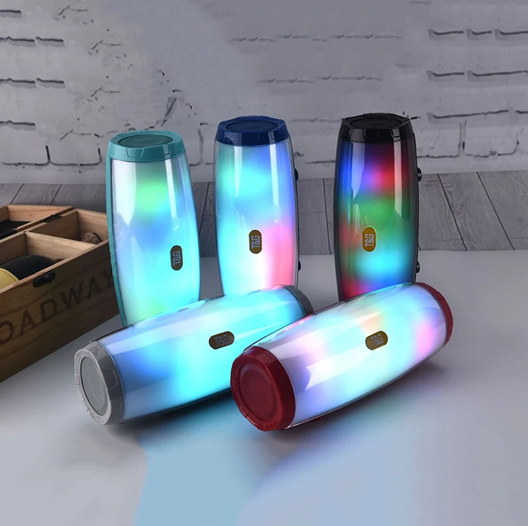 TG 165 Portable Bluetooth Speaker Stereo Leather Column 5 Flash Style LED Subwoofer Wireless Outdoor Music BoxFM Radio TF - ANKUX.COM