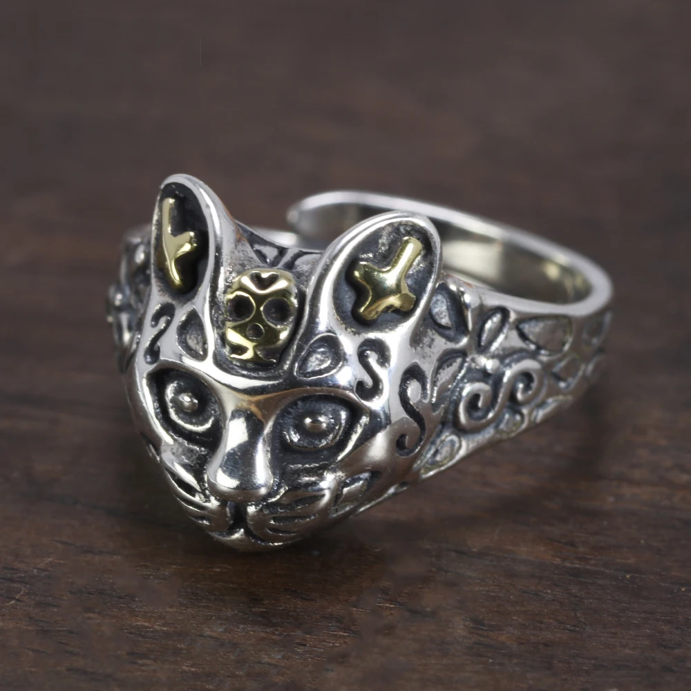 Vintage 925 Sterling Silver Cat Ring Women's Simple Style Animal Adjustable Ring Fine Jewelry
Vintage 925 Sterling Silver Cat Ring Women's Simple Style Animal Adjustable Ring Fine Jewelry