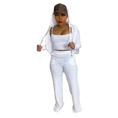 Women's Three-piece Suit Hot Sale White Hooded Zipper Pocket Ladies Casual Suit, Picture color
Women's Three-piece Suit Hot Sale White Hooded Zipper Pocket Ladies Casual Suit, Picture color