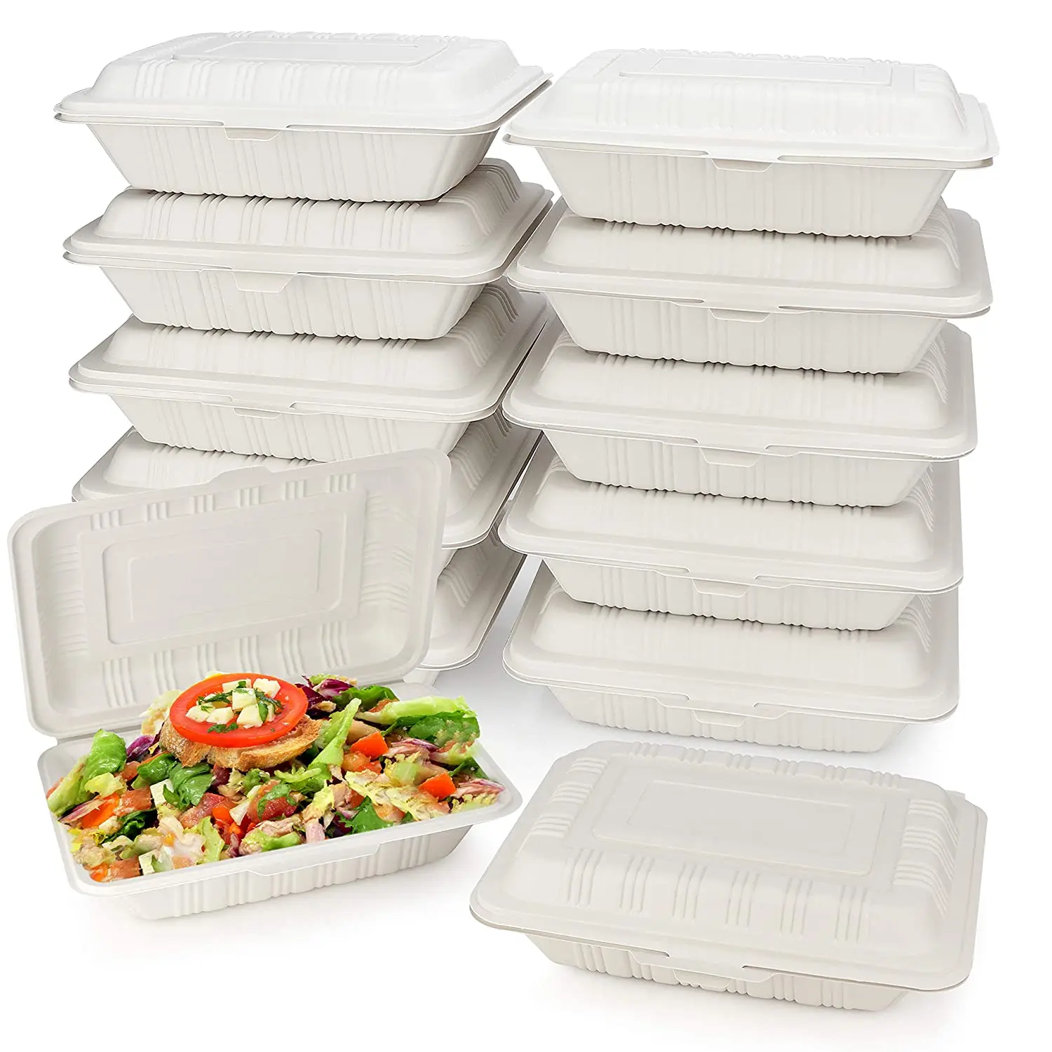 

Disposable Food Containers Fast Meal Tray Biodegradable Lunch Box For Take away Corn Starch Container, White/black/yellow/green