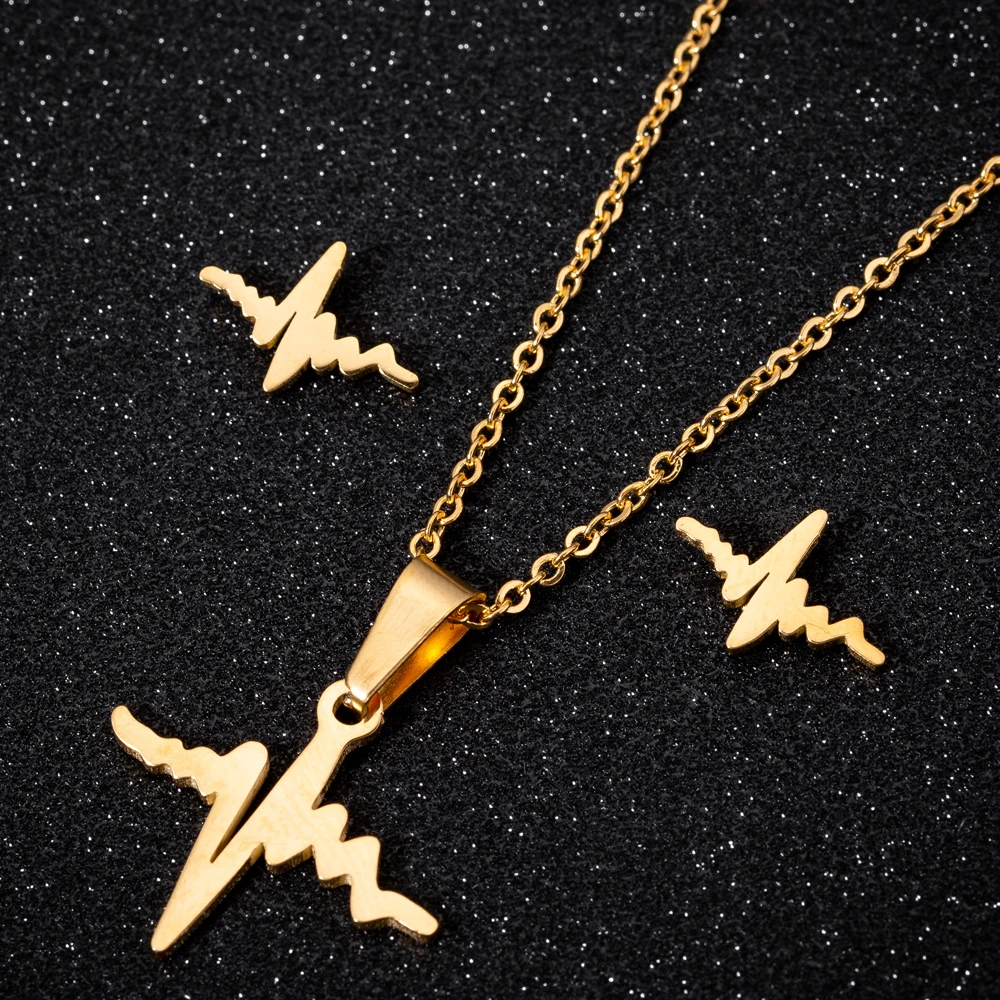 Trendy Heartbeat Stainless Steel Pendant Necklace Set for Women Rose Gold Color Chain Choker Necklace Jewelry
Trendy Heartbeat Stainless Steel Pendant Necklace Set for Women Rose Gold Color Chain Choker Necklace Jewelry
